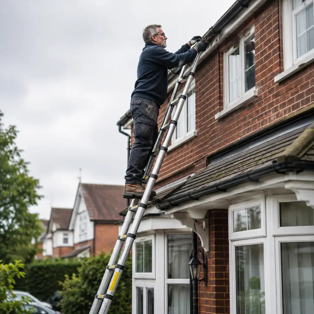 man on a Telescopic Ladders in UK