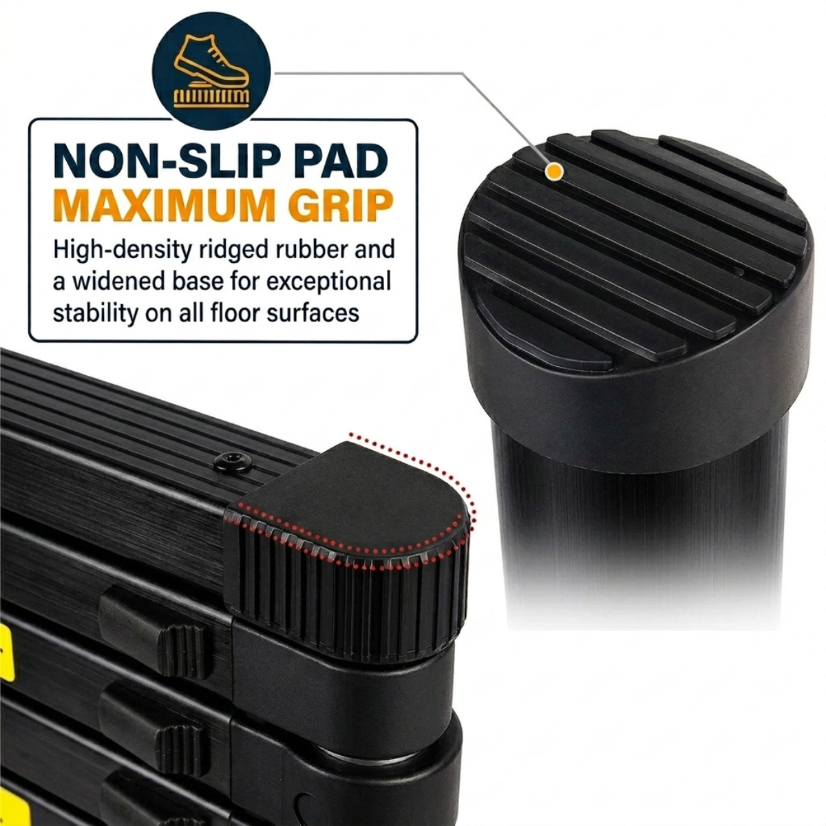 Telescopic Ladder 3.8m Black AscendPro Onyx 380 non slip