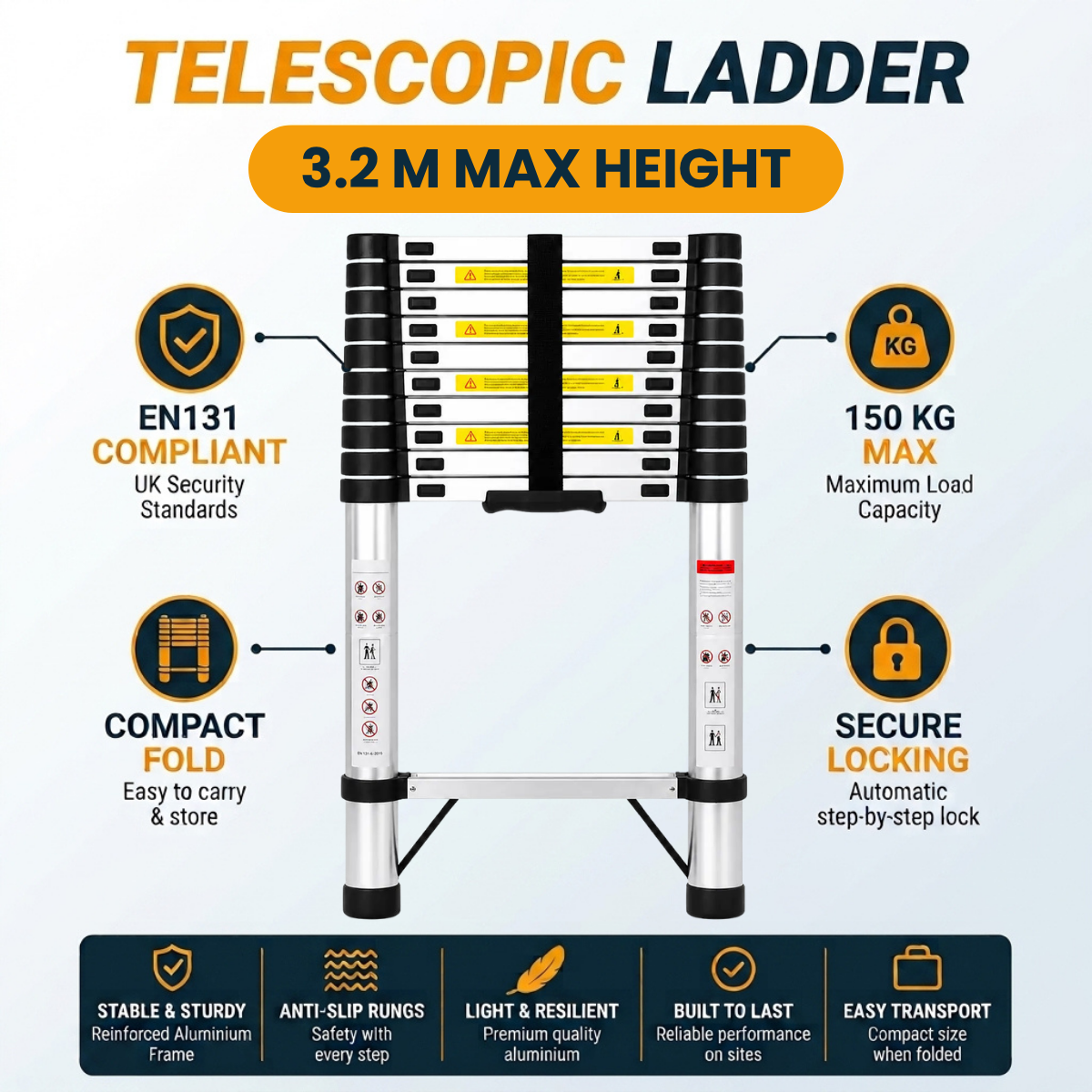 Telescopic Ladder 3.2m AscendPro 320  features